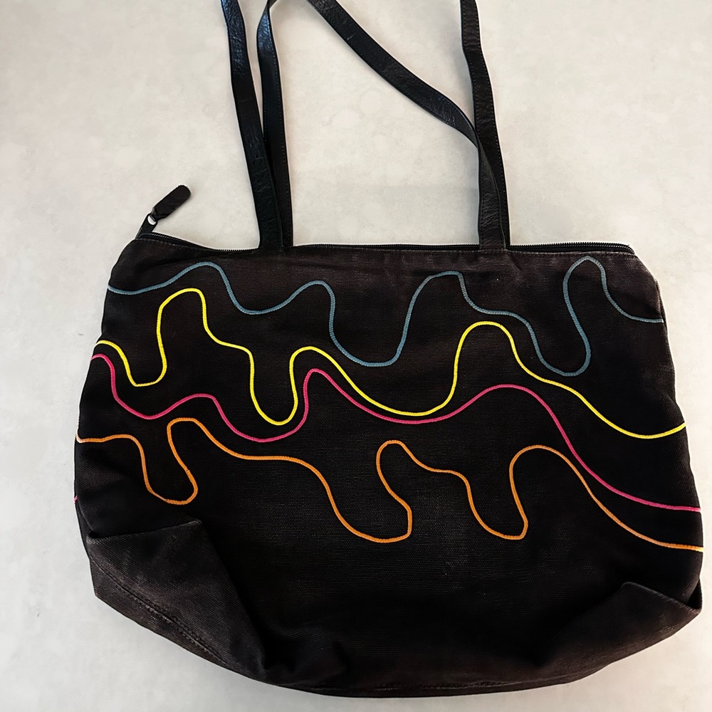 Vintage Carlos Falchi canvas tote bag.